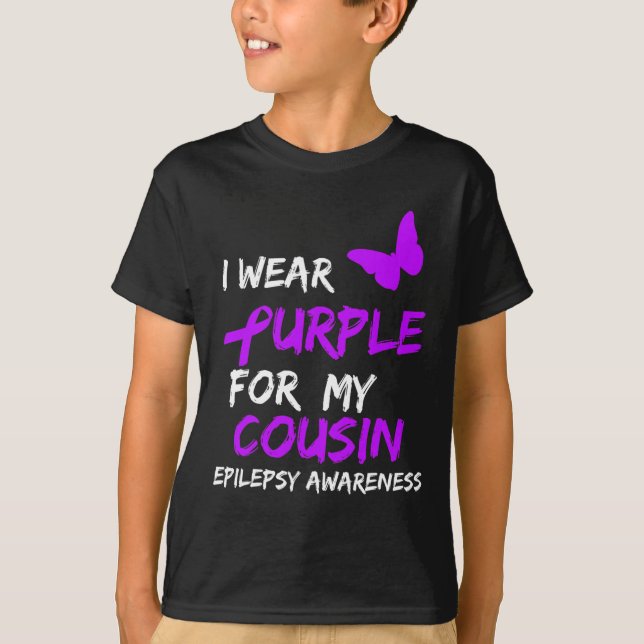 Medvetenhet om epilepsi I Bära Lila för min kusin  T Shirt (Framsida)