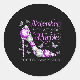 Medvetenhet om epilepsi i november vi Bäror Lila B Runt Klistermärke