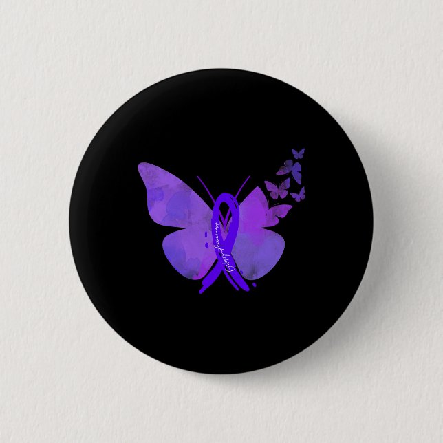 Medvetenhet om epilepsi Lila Butterflies Knapp (Framsida)