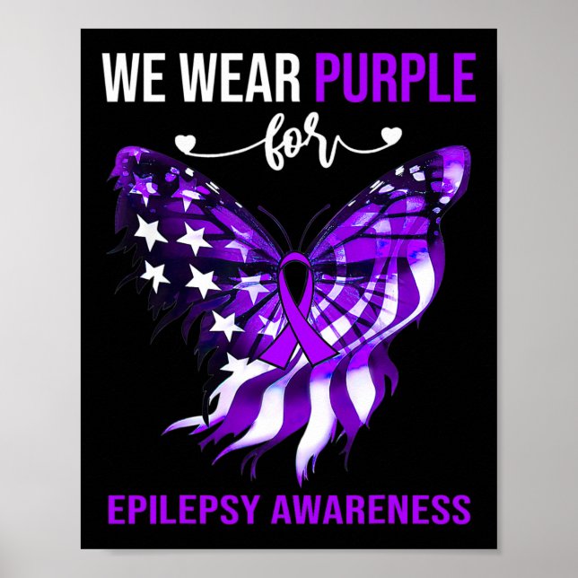 Medvetenhet om epilepsi Lila Butterfly 4 juli Poster (Framsidan)