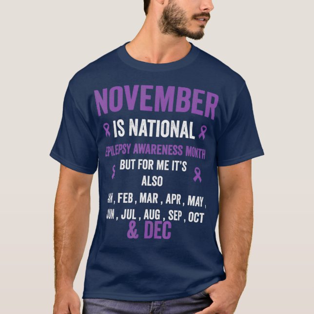 Medvetenhet om epilepsi lila på menyfliksområdet e t shirt (Framsida)