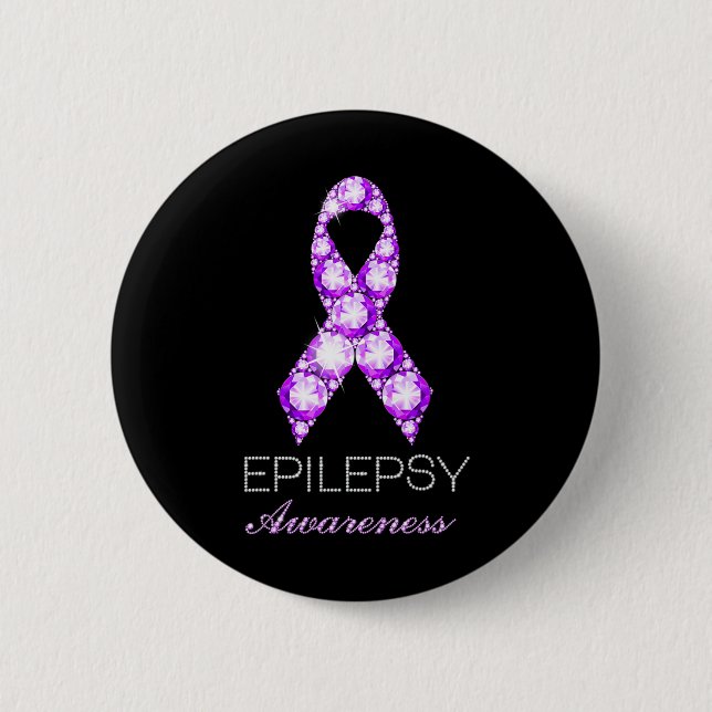 Medvetenhet om epilepsi Lila Ribbon Epilepsy Aware Knapp (Framsida)