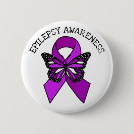 Medvetenhet om epilepsi Lila Ribbon och Butterfly Knapp