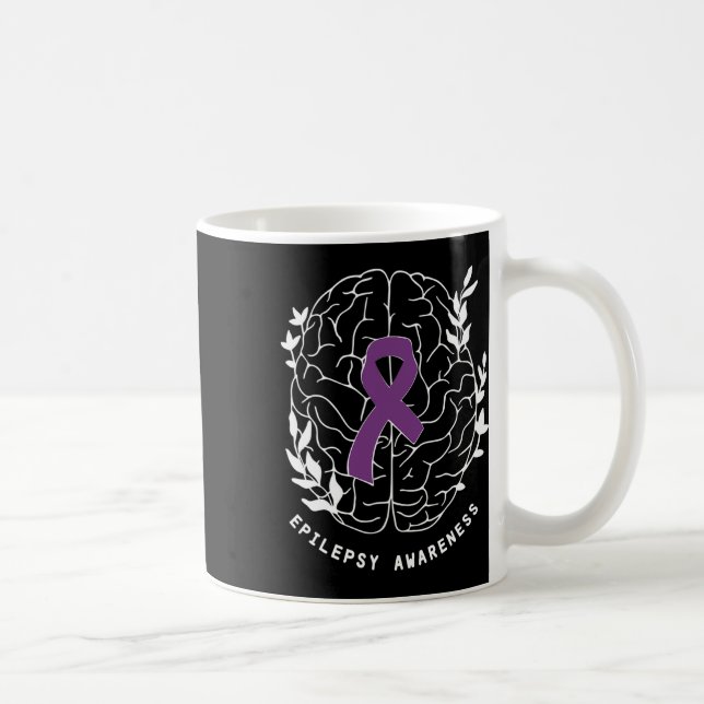 Medvetenhet om epilepsi Ribbon Lila Epilepsi Brain Kaffemugg (Höger)