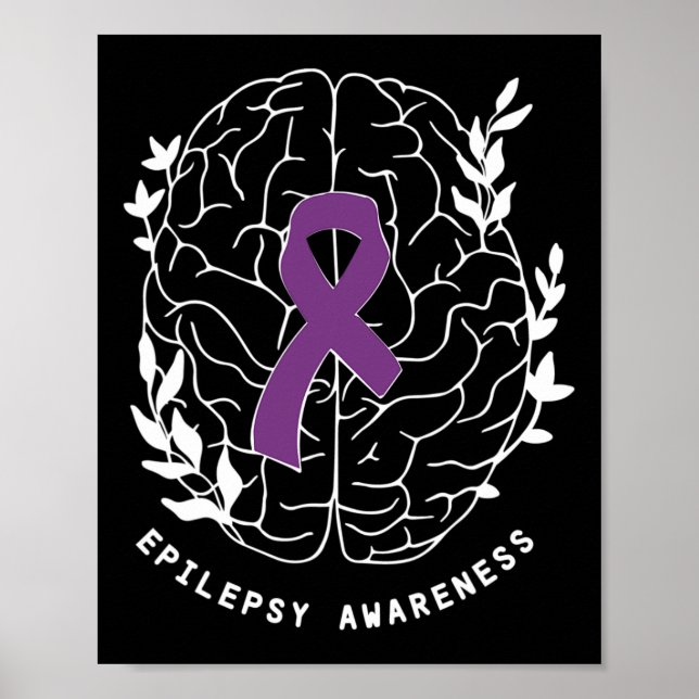 Medvetenhet om epilepsi Ribbon Lila Epilepsi Brain Poster (Framsidan)