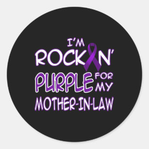 Medvetenhet om epilepsi Rockin' lila band för mamm Runt Klistermärke