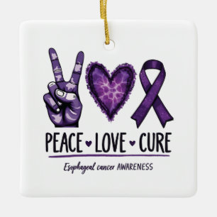 Medvetenhet om esofageal cancer Biet Lila Ribbon Julgransprydnad Keramik