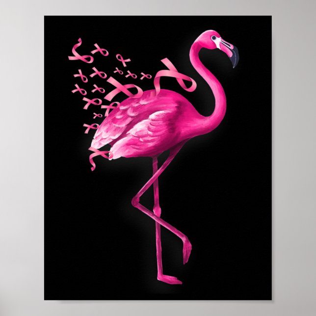 Medvetenhet om fågel Flamingo Breast Cancer Poster (Framsidan)