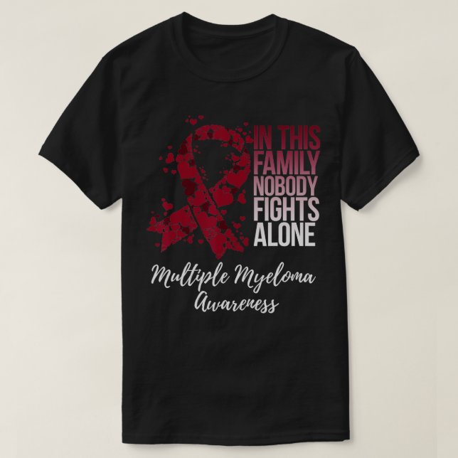 Medvetenhet om familjestöd Många Myeloma T Shirt (Design framsida)