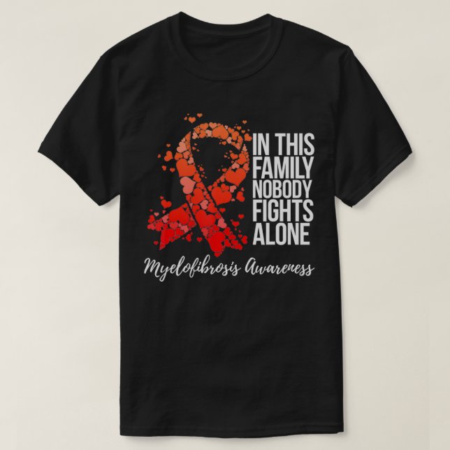 Medvetenhet om familjestöd Myelofibros T Shirt (Design framsida)