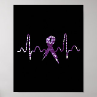 Medvetenhet om färgöverdos Lila band Hjärtfrekvens Poster