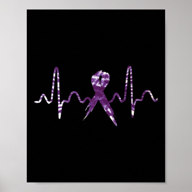 Medvetenhet om färgöverdos Lila band Hjärtfrekvens Poster (Framsidan)