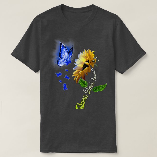 Medvetenhet om fjäril Solros Tuberous Sclerosis T Shirt (Design framsida)