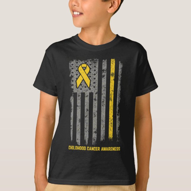 Medvetenhet om Flagga vid cancer hos barn T Shirt (Framsida)