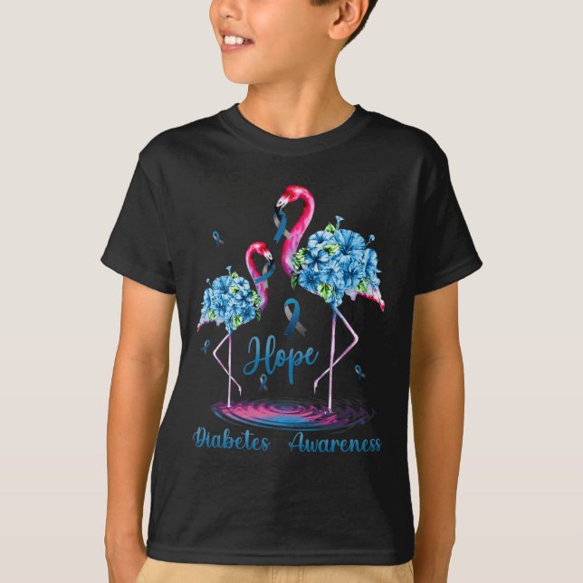 Medvetenhet om Flamingo Diabetes T Shirt (Framsida)