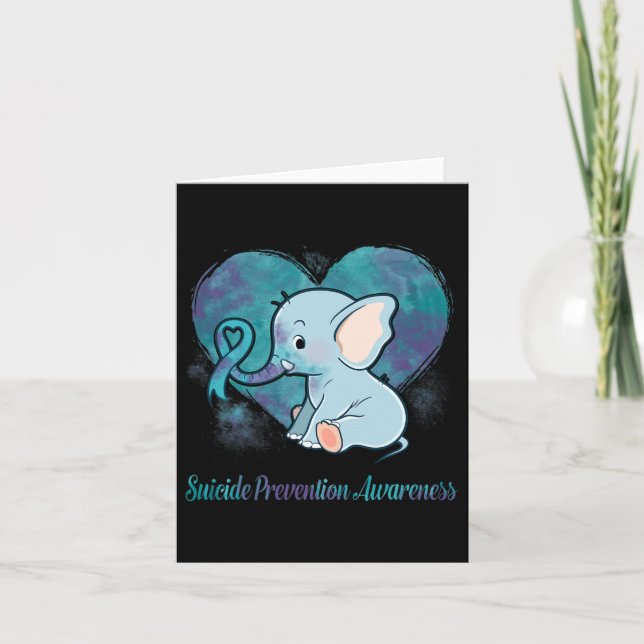 Medvetenhet om förebyggande av självmord Elephant  Kort (Framsida)