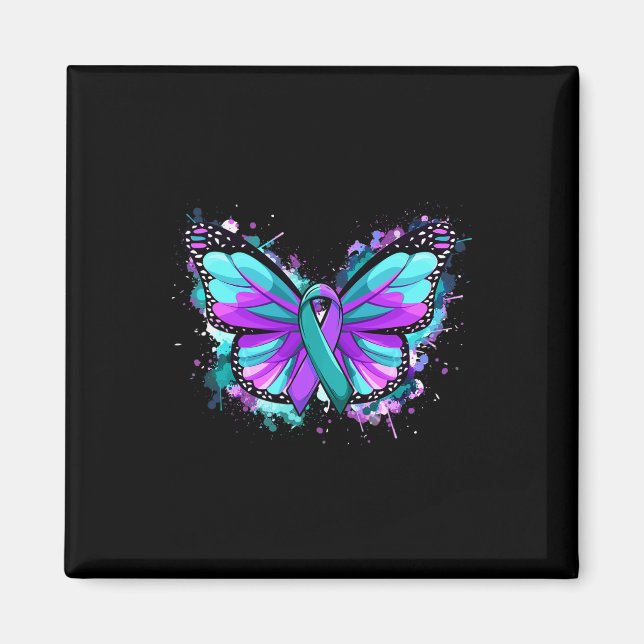 Medvetenhet om förebyggande av självmord Lila Ribb Magnet (Framsidan)