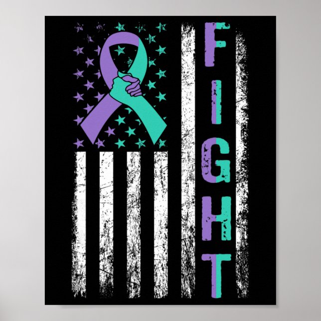 Medvetenhet om förebyggande av självmord - Lila US Poster (Framsidan)