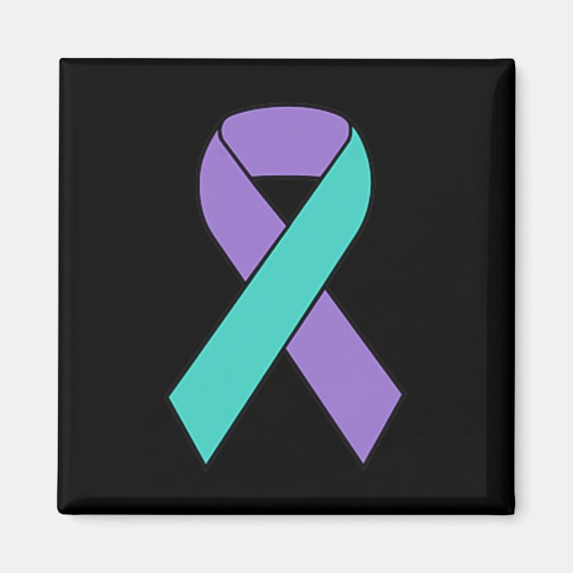 Medvetenhet om förebyggande av självmord Teal Lila Magnet (Framsidan)