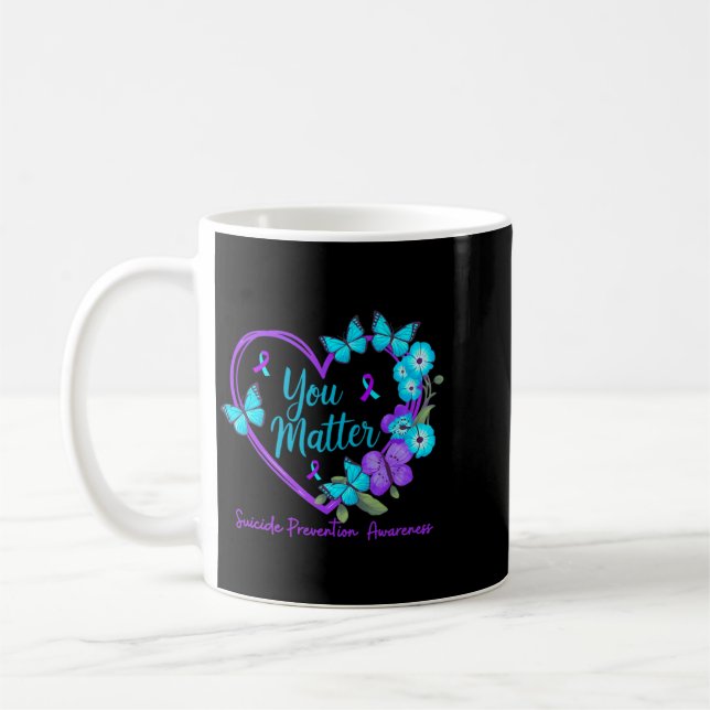 Medvetenhet om förebyggande Teal Lila Band spelar  Kaffemugg (Vänster)