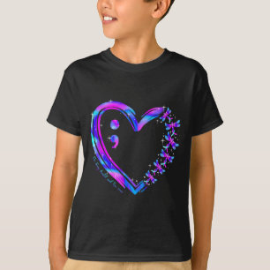 Medvetenhet om förebyggande teal lila hjärta troll t shirt