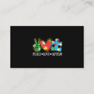 Medvetenhet om fred Kärlek Autism Pussel Ribbon A Visitkort