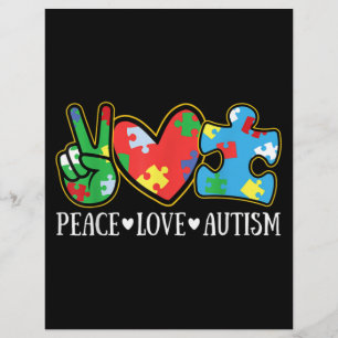 Medvetenhet om fred Kärlek Autism Pussel Ribbon Au Reklamblad