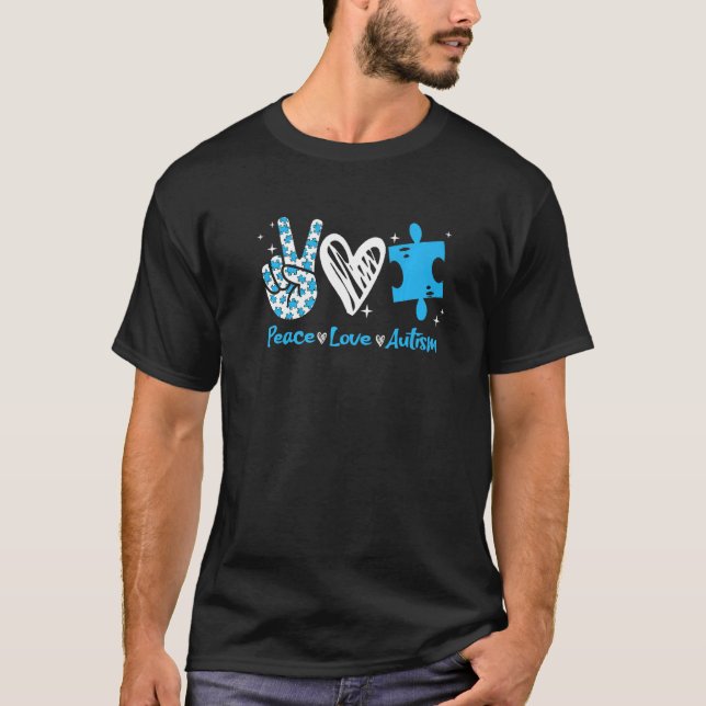 Medvetenhet om fred Kärlek autism T Shirt (Framsida)