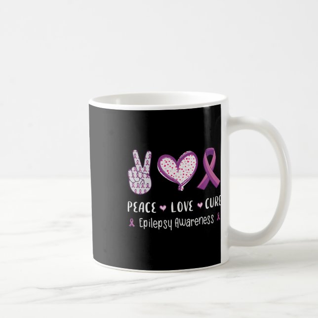 Medvetenhet om fred kärlek botar epilepsi män kvin kaffemugg (Höger)