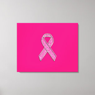 Medvetenhet om Fuchsia Glitter Stil Rosa Ribbon Aw Canvastryck