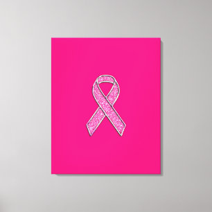 Medvetenhet om Fuchsia Glitter Stil Rosa Ribbon Aw Canvastryck