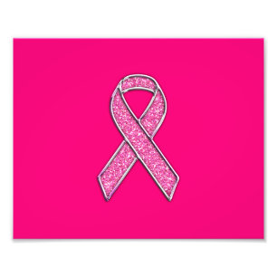 Medvetenhet om Fuchsia Glitter Stil Rosa Ribbon Aw Fototryck