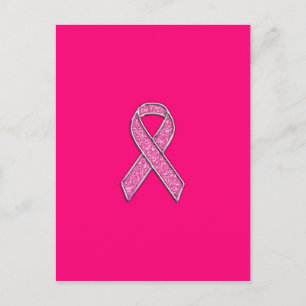 Medvetenhet om Fuchsia Glitter Stil Rosa Ribbon Aw Vykort