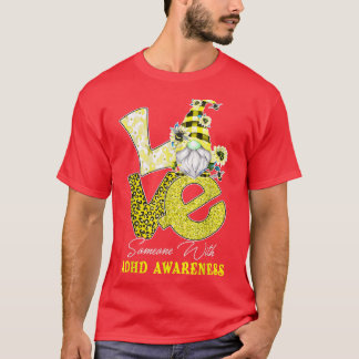 Medvetenhet om Gnome Flower Kärlek Adhd T Shirt