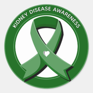 Medvetenhet om grönt Ribbon Kidney Disease Awarene Runt Klistermärke