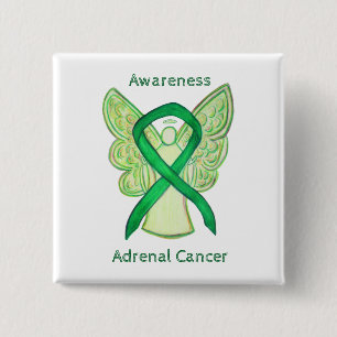 Medvetenhet om Grönt vid cancer Ribbon Angel Pin Knapp