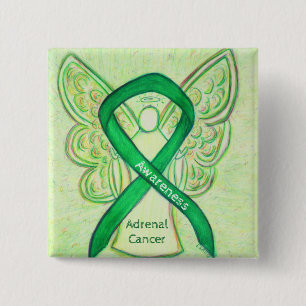 Medvetenhet om Grönt vid cancer Ribbon Angel Pin Knapp