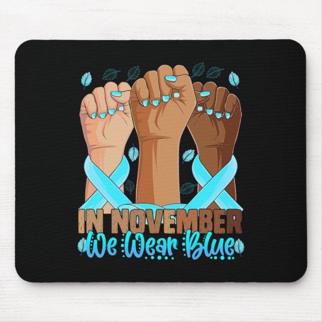 Medvetenhet om händer i november Bära Blue Musmatta (Framsidan)
