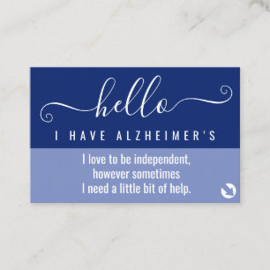 Medvetenhet om hej alzheimer och akut visitkort
