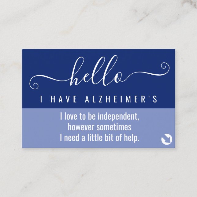 Medvetenhet om hej alzheimer och akut visitkort (Framsida)