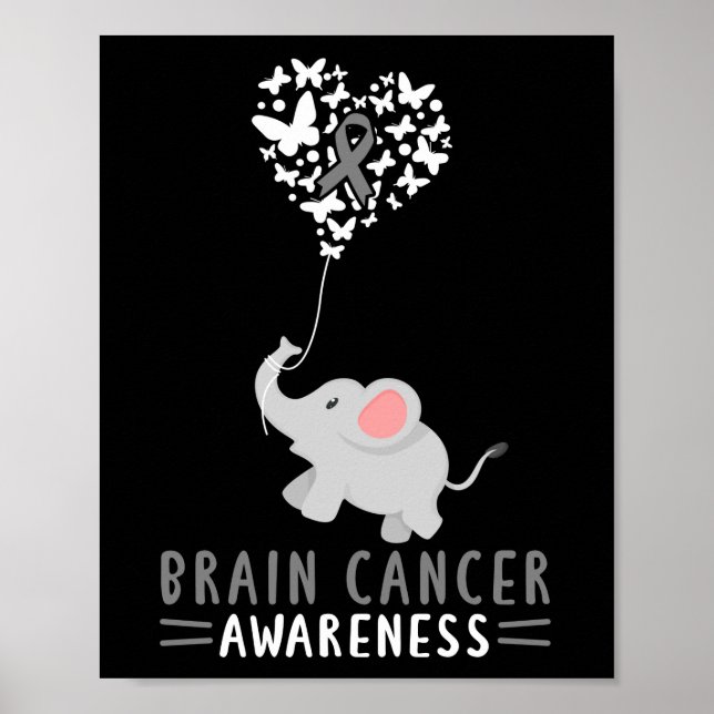 Medvetenhet om hjärncancer Elephant Brain Tumor Gr Poster (Framsidan)