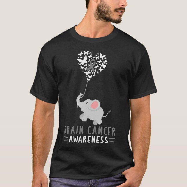 Medvetenhet om hjärncancer Elephant Brain Tumor Gr T Shirt (Framsida)