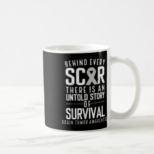 Medvetenhet om hjärncancer Survivor Grått Ribbon B Kaffemugg