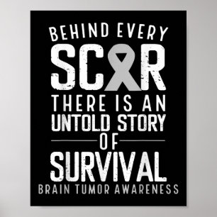 Medvetenhet om hjärncancer Survivor Grått Ribbon B Poster