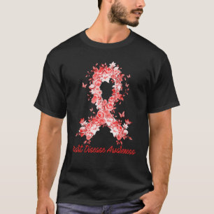 Medvetenhet om hjärtsjukdom Fjäril Blommor R T Shirt