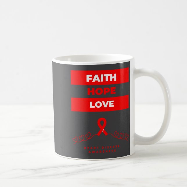 Medvetenhet om hjärtsjukdom Tro Hopp Kärlek Design Kaffemugg (Höger)
