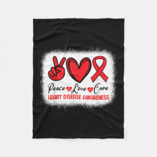 Medvetenhet om hjärtsjukdomar Peace Kärlek Cure Go Fleecefilt