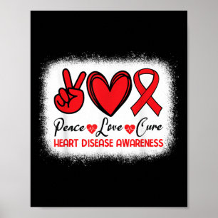 Medvetenhet om hjärtsjukdomar Peace Kärlek Cure Go Poster