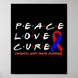 Medvetenhet om hjärtsjukdomar Peace Kärlek Cure Poster