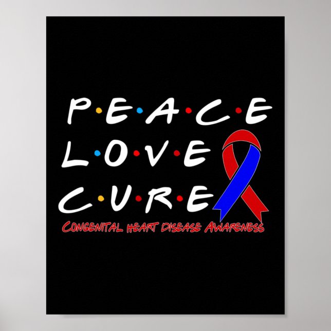 Medvetenhet om hjärtsjukdomar Peace Kärlek Cure Poster (Framsidan)